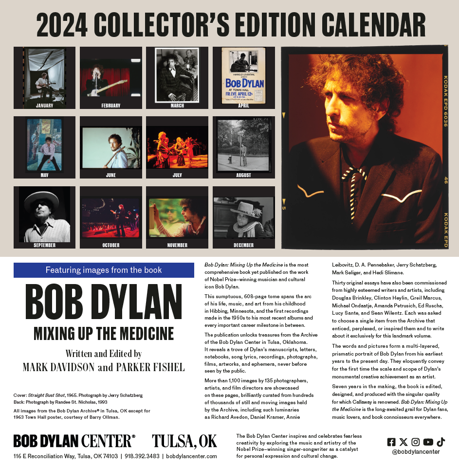 Bob Dylan Center Calendar 2024