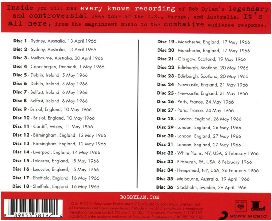 The 1966 Live Recordings CD Box Set The 1966 Live Recordings CD Box Set